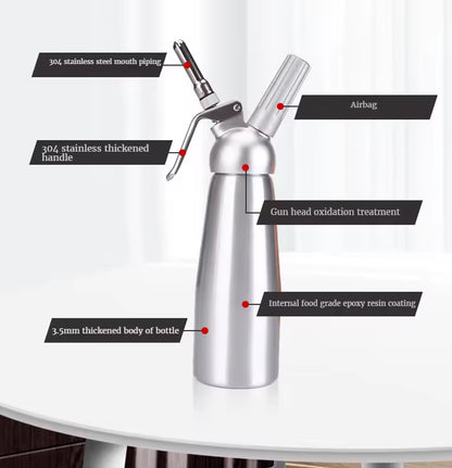 Professional Stainless Steel Whipped Cream Dispenser – 1000 mL